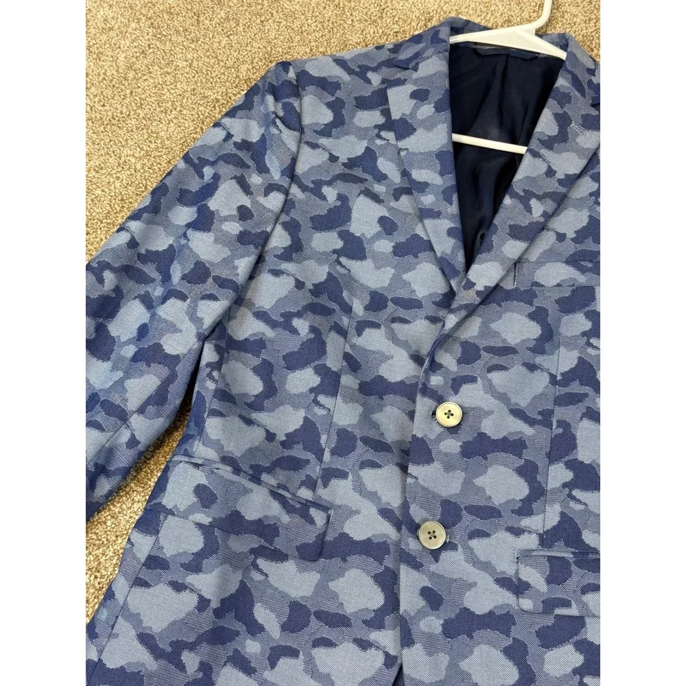 Lauren Ralph Lauren Boys Blue Camouflage‎ Blazer Jacket 14R Camo Jacquard 14